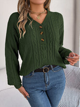 Load image into Gallery viewer, Cable-Knit V-Neck Long Sleeve Sweater
