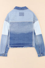 Load image into Gallery viewer, Distressed Button Up Drop Shoulder Denim Jacket
