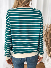 Load image into Gallery viewer, Perfee Striped Contrast Round Neck Long Sleeve Sweatshirt
