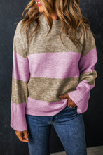 Load image into Gallery viewer, Color Block Round Neck Long Sleeve Sweater
