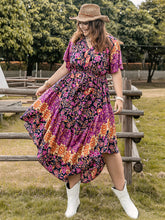 Load image into Gallery viewer, Plus Size Printed V-Neck Flutter Sleeve Midi Dress
