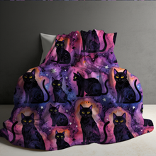 Load image into Gallery viewer, Blanket - Halloween - Black Cat Galaxy - PREORDER 7/29-8/1
