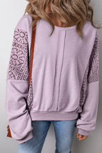Load image into Gallery viewer, Openwork Round Neck Long Sleeve Sweatshirt
