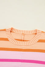 Load image into Gallery viewer, Contrast Striped Round Neck Long Sleeve Knit Top
