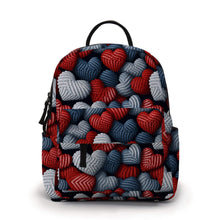 Load image into Gallery viewer, Mini Backpack - Knit Heart Blue Red
