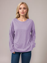 Load image into Gallery viewer, Side Slit Round Neck Long Sleeve T-Shirt

