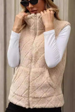 Load image into Gallery viewer, Fuzzy Plaid Texture Zip Up Vest Coat
