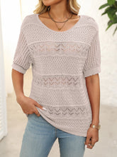 Load image into Gallery viewer, Mandy Openwork Round Neck Half Sleeve Knit Top
