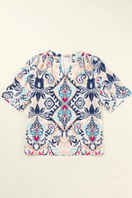 Load image into Gallery viewer, Printed Notched Half Sleeve Blouse
