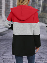 Load image into Gallery viewer, Color Block Zip Up Long Sleeve Hooded Outerwear
