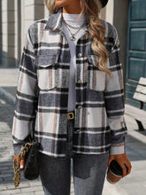 Load image into Gallery viewer, Plaid Button Up Drop Shoulder Jacket
