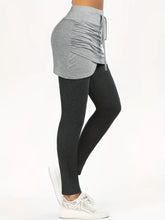 Load image into Gallery viewer, Drawstring Fake Two Pieces Active Leggings with Ruched Skirt
