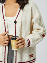 Load image into Gallery viewer, Star Embroidered V-Neck Long Sleeve Cardigan
