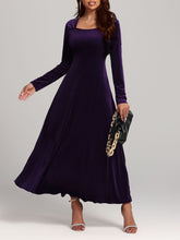 Load image into Gallery viewer, Square Neck Long Sleeve Velvet Dress
