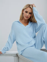 Load image into Gallery viewer, Johnny Collar Long Sleeve Top and Pants Sweater Set
