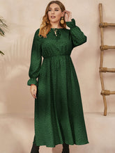 Load image into Gallery viewer, Plus Size Ruffled Polka Dot Long Sleeve Midi Dress
