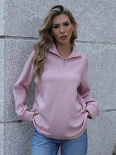 Load image into Gallery viewer, Full Size Ribbed Quarter Zip Long Sleeve Sweatshirt
