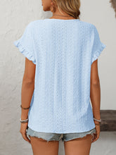 Load image into Gallery viewer, Mandy Eyelet Round Neck Short Sleeve Top
