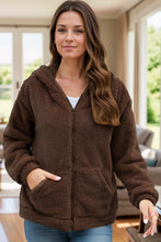 Load image into Gallery viewer, Zip Up Long Sleeve Fuzzy Hooded Outerwear
