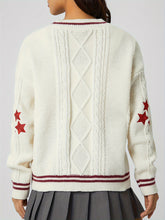 Load image into Gallery viewer, Star Embroidered V-Neck Long Sleeve Cardigan
