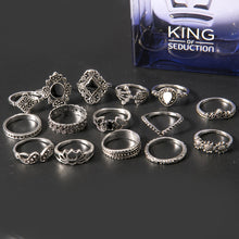 Load image into Gallery viewer, 15 Piece Alloy Vintage Ring Set
