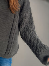 Load image into Gallery viewer, Cable-Knit Round Neck Long Sleeve Sweater
