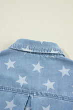 Load image into Gallery viewer, Raw Hem Star Collared Neck Denim Top
