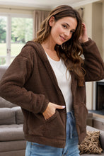 Load image into Gallery viewer, Zip Up Long Sleeve Fuzzy Hooded Outerwear
