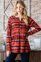 Load image into Gallery viewer, Heimish Full Size Geometric Button Detail Long Sleeve Babydoll Top
