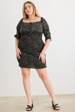 Load image into Gallery viewer, Zenobia Plus Size Smocked Printed Square Neck Mini Dress
