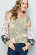 Load image into Gallery viewer, Celeste Full Size Tie-Dye V-Neck Printed Sleeve Blouse
