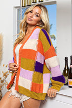 Load image into Gallery viewer, BiBi Checkered Color Block Sweater Cardigan
