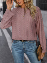 Load image into Gallery viewer, Eyelet Round Neck Long Sleeve Top
