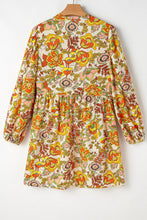 Load image into Gallery viewer, Printed Tie Neck Balloon Sleeve Mini Dress
