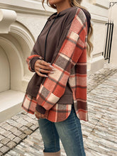 Load image into Gallery viewer, Devine Drawstring Plaid Long Sleeve Hoodie
