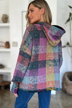 Load image into Gallery viewer, Double Take Full Size Plaid Dropped Shoulder Hoodie
