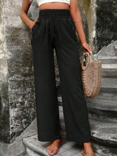 Load image into Gallery viewer, Tied High Waist Wide Leg Pants with Pockets
