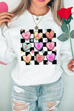 Load image into Gallery viewer, Valentine's Day Checkered Heart Long Sleeve Sweatshirt
