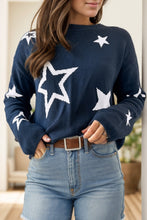 Load image into Gallery viewer, Star Round Neck Long Sleeve Sweater
