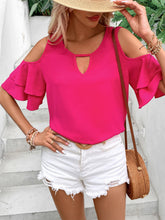 Load image into Gallery viewer, Cold Shoulder Flounce Sleeve Blouse
