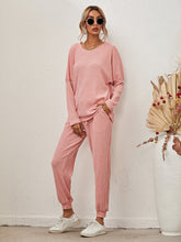 Load image into Gallery viewer, Full Size Round Neck Dropped Shoulder Top and Joggers Lounge Set
