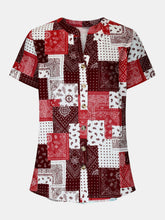 Load image into Gallery viewer, Printed Notched Short Sleeve Blouse
