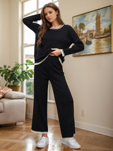 Load image into Gallery viewer, Contrast Trim Round Neck Top and Pants Sweater Set
