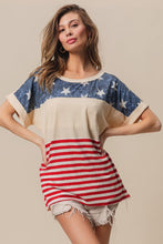 Load image into Gallery viewer, BiBi American Flag Theme Short Sleeve T-Shirt
