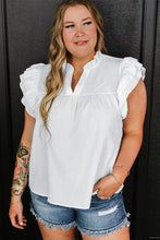 Load image into Gallery viewer, Plus Size Ruffled Notched Cap Sleeve Blouse
