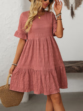 Load image into Gallery viewer, Mandy Ruffled Ruched Round Neck Half Sleeve Dress
