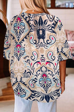 Load image into Gallery viewer, Printed Notched Half Sleeve Blouse
