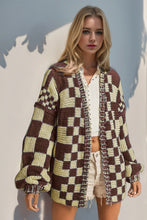 Load image into Gallery viewer, Double Take Full Size Open Front Checkered Drop Shoulder Cardigan
