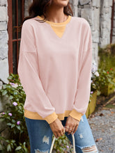 Load image into Gallery viewer, Contrast Round Neck Long Sleeve Sweatshirt
