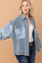 Load image into Gallery viewer, And The Why Full Size Paisley Print Quilted Sleeves Denim Jacket
